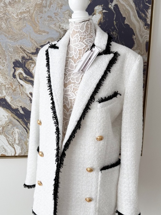 Balmain Jackets & Blazers - New! Balmain Tweed Metallic Double-Breasted Two-Tone Blazer Coat